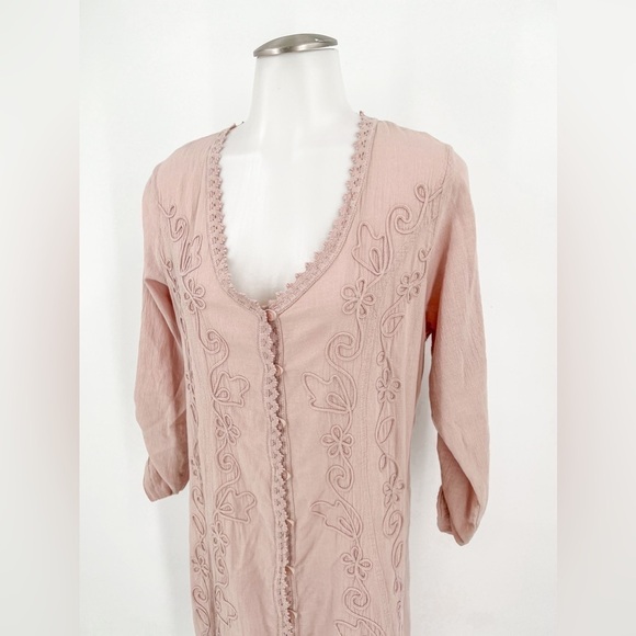 Soft Surroundings Embroidered Floral Button Front Lace Dress - Picture 2 of 5